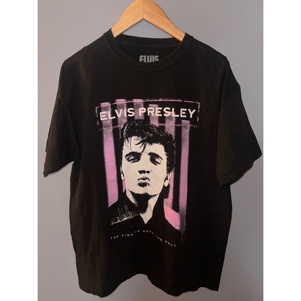 Elvis Presley The King of Rock and Roll Black Graphic T-Shirt Large 2023 ABG EPE
